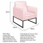 Kit 2 Poltronas Suede Base De Ferro Bali Rosa Bebê/preto