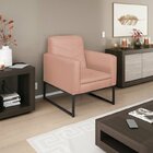 Kit 2 Poltronas Suede Base De Ferro Bali Rosê/preto