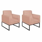 Kit 2 Poltronas Suede Base De Ferro Bali Rosê/preto