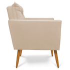 Kit 2 Poltronas Tais Suede Bege Pés Palito Castanho - D'rossi