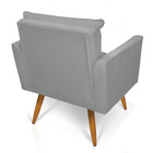 Kit 2 Poltronas Tais Suede Cinza Pés Palito Castanho - D'rossi