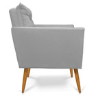 Kit 2 Poltronas Tais Suede Cinza Pés Palito Castanho - D'rossi