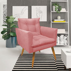 Kit 2 Poltronas Tais Suede Pés Palito Castanho - D'rossi - Ro