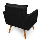 Kit 2 Poltronas Tais Suede Preto Pés Palito Castanho - D'rossi