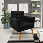 Kit 2 Poltronas Tais Suede Preto Pés Palito Castanho - D'rossi