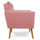 Kit 2 Poltronas Tais Suede Rosê Pés Palito Castanho - D'rossi