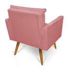 Kit 2 Poltronas Tais Suede Rosê Pés Palito Castanho - D'rossi