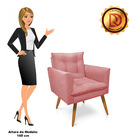 Kit 2 Poltronas Tais Suede Rosê Pés Palito Castanho - D'rossi