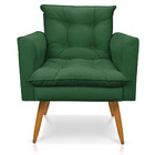 Kit 2 Poltronas Tais Suede Verde Pés Palito Castanho - D'rossi