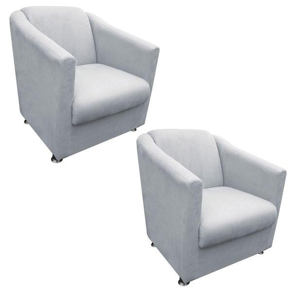 Kit 2 Poltronas Tilla Decorativa Escritório Suede Cinza