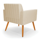 Kit 2 Poltronas Viena Gomada Corino Bege Pés Palito Castanho