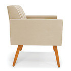 Kit 2 Poltronas Viena Gomada Corino Bege Pés Palito Castanho