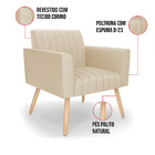 Kit 2 Poltronas Viena Gomada Corino Bege Pés Palito Natural