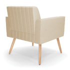 Kit 2 Poltronas Viena Gomada Corino Bege Pés Palito Natural