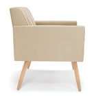 Kit 2 Poltronas Viena Gomada Corino Bege Pés Palito Natural