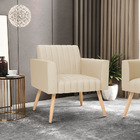 Kit 2 Poltronas Viena Gomada Corino Pés Palito Natural D03 -