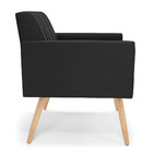 Kit 2 Poltronas Viena Gomada Corino Preto Pés Palito Natural