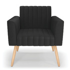 Kit 2 Poltronas Viena Gomada Corino Preto Pés Palito Natural