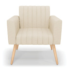 Kit 2 Poltronas Viena Gomada Linho Bege A19 Pés Palito Natural