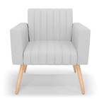 Kit 2 Poltronas Viena Gomada Linho Cinza A05 Pés Palito Natur