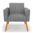 Kit 2 Poltronas Viena Gomada Linho Grafite A26 Pés Palito Cas