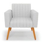 Kit 2 Poltronas Viena Gomada Linho Pés Palito Castanho D03 -