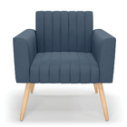 Kit 2 Poltronas Viena Gomada Suede Azul Marinho Pés Palito Na