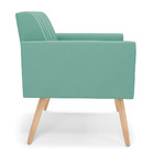 Kit 2 Poltronas Viena Gomada Suede Azul Turquesa Pés Palito N