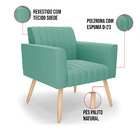 Kit 2 Poltronas Viena Gomada Suede Azul Turquesa Pés Palito N