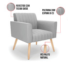 Kit 2 Poltronas Viena Gomada Suede Cinza Pés Palito Natural