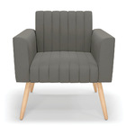 Kit 2 Poltronas Viena Gomada Suede Grafite Pés Palito Natural