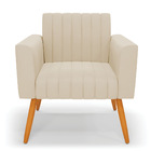 Kit 2 Poltronas Viena Gomada Suede Pés Palito Castanho D03 -