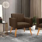 Kit 2 Poltronas Viena Gomada Suede Pés Palito Castanho D03 -