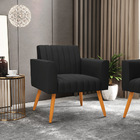 Kit 2 Poltronas Viena Gomada Suede Pés Palito Castanho D03 -