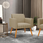 Kit 2 Poltronas Viena Gomada Suede Pés Palito Castanho D03 -