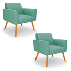 Kit 2 Poltronas Viena Gomada Suede Pés Palito Castanho - D'ro