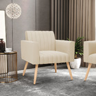 Kit 2 Poltronas Viena Gomada Suede Pés Palito Natural D03 - D