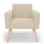 Kit 2 Poltronas Viena Gomada Suede Pés Palito Natural D03 - D