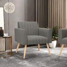 Kit 2 Poltronas Viena Gomada Suede Pés Palito Natural D03 - D