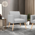 Kit 2 Poltronas Viena Gomada Suede Pés Palito Natural D03 - D