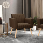 Kit 2 Poltronas Viena Gomada Suede Pés Palito Natural D03 - D