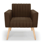 Kit 2 Poltronas Viena Gomada Suede Pés Palito Natural D03 - D