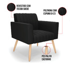 Kit 2 Poltronas Viena Gomada Suede Pés Palito Natural D03 - D