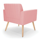 Kit 2 Poltronas Viena Gomada Suede Pés Palito Natural D03 - D