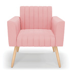 Kit 2 Poltronas Viena Gomada Suede Pés Palito Natural D03 - D