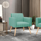 Kit 2 Poltronas Viena Gomada Suede Pés Palito Natural - D'ros