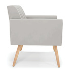 Kit 2 Poltronas Viena Gomada Veludo Cinza Pés Palito Natural