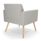 Kit 2 Poltronas Viena Gomada Veludo Cinza Pés Palito Natural