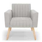 Kit 2 Poltronas Viena Gomada Veludo Cinza Pés Palito Natural