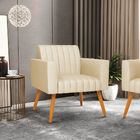 Kit 2 Poltronas Viena Gomada Veludo Luxo Off White A129 Pés P